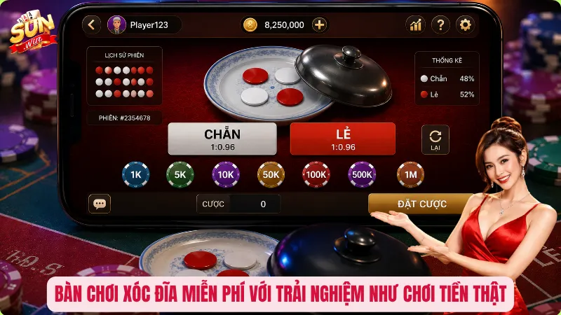 Chơi Xóc Đĩa Miễn Phí - Bí Quyết “Luyện Tay” Trước Khi Nạp Tiền 1 Bàn chơi xóc đĩa miễn phí với trải nghiệm như chơi tiền thật